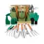 Garden Tools Set, 10 Piece Heavy Duty Stainless Steel Gardening Kit with Non-Slip Wood Handle