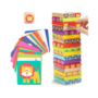 Wooden Tumble Tower Game for Kids 4 in 1 with Animals and Colours